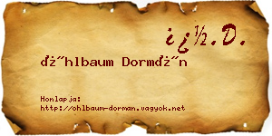 Öhlbaum Dormán névjegykártya